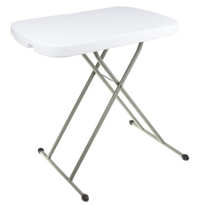 Hastings Home Folding TV Tray Utility Table With 3 Height Levels - 26", White/Gray