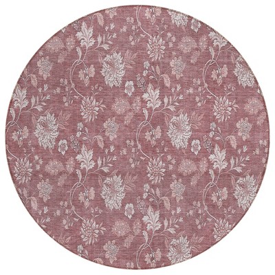 Blush Pink And Mauve Floral Washable Indoor Outdoor Area Rug