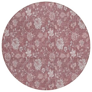 Blush Pink And Mauve Floral Washable Indoor Outdoor Area Rug - 1 of 4