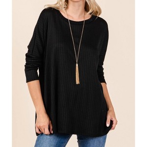 Women's Ribs Crew Neck Tunic - Cream N Sugar - 1 of 2