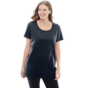 Woman Within Plus Size Perfect Short-Sleeve Scoopneck Tee - 1 of 4