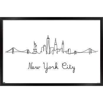Trends International Line Art Skyline - New York City Framed Wall Poster Prints