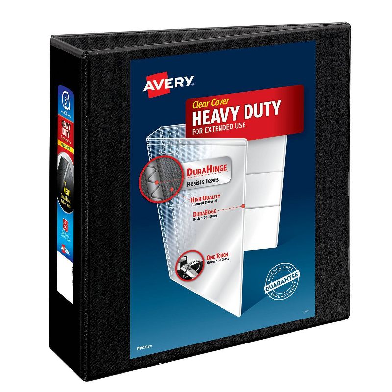 Avery 600 Sheet 3&#34; Heavy Duty Non Stick View Ring Binder Black, 1 of 5