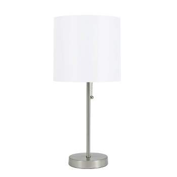 19" Metal Stick Table Lamp with Pull Chain Silver - Cresswell Lighting