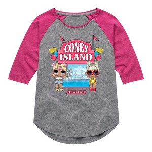 Girls' - Lol Surprise! - Coney Island Shirt Tail Raglan Graphic T-shirt - 1 of 3