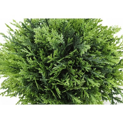 Set of 3 Green Faux Grass Plants in Gray Pots