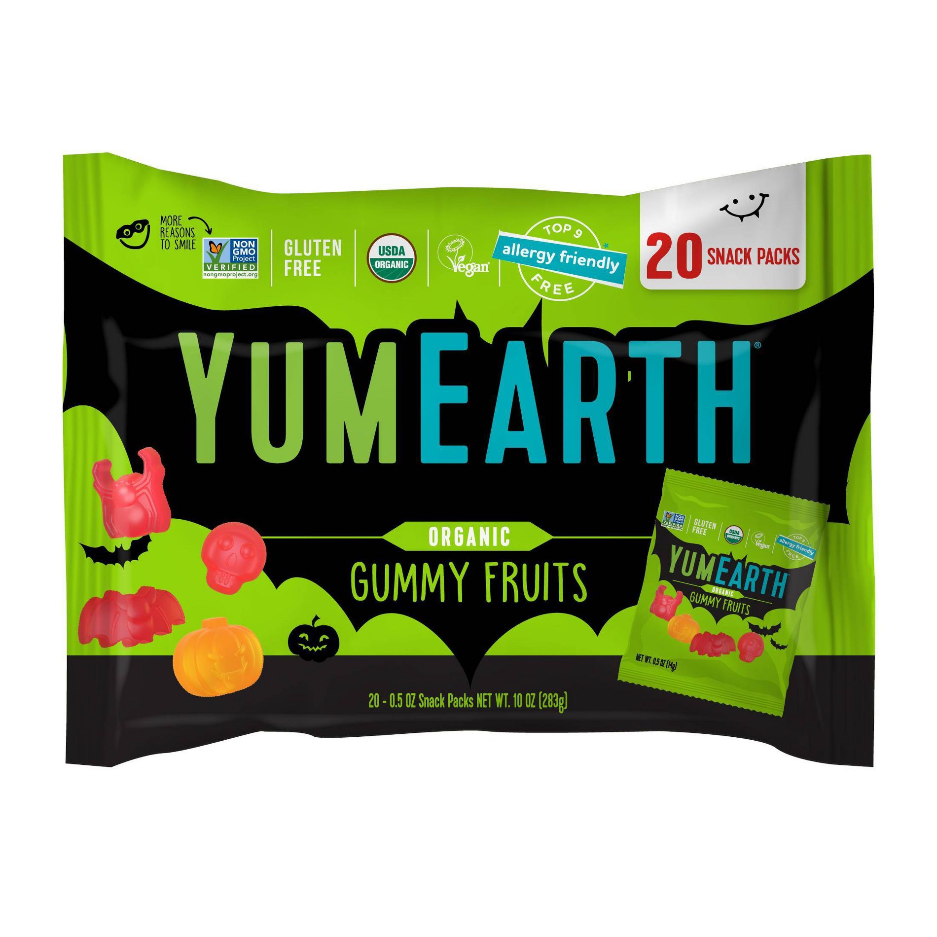 YumEarth Halloween Organic Gummy Fruits Candy Bag - 10oz/20ct