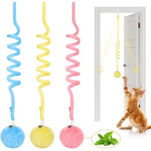 Potaroma Hanging Fluffy Cat Catnip Ball Toys 3 Pcs with Bell - 1 of 3