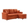 Mocamel Corduroy L-Shaped Sofa Pull-Out Storage Ottoman Pillows 3-Seat USB Charging Cup Holder Convertible Design Living Room Apartment - 2 of 4
