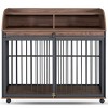 44" Large Dog Crate Furniture with Lockable Wheels, Double-Layer Storage, End Table Style Kennel for Large Dogs – The Pop Home - 4 of 4