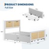 Full/QUEEN Size Bed Frame with Headboard, Bohemian Rattan Platform Bed with 4 Drawers, Strong Metal Slats, Noise-Free, White/Black - 2 of 4