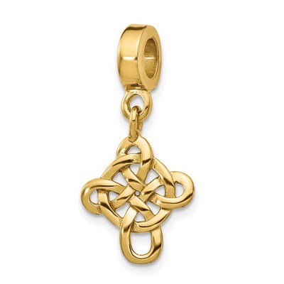 Black Bow Jewelry 14k Yellow Gold Plated Sterling Silver Celtic Cross Dangle Bead Charm
