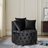 Dexmalle Button Tufted Velvet Upholstered Swivel Chair,Black - 4 of 4