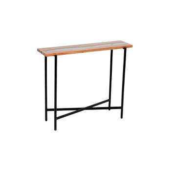 36" Rivers Edge Acacia Wood and Acrylic Narrow Console/Entryway Table Brown - Alaterre Furniture