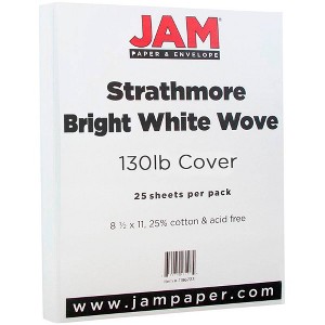 JAM Paper 8.5"x11" Strathmore Extra Heavy Weight Cardstock 130lb 25 Sheets Bright White Wove: Thick Paper for Printers - 1 of 3