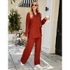 WhizMax Women Two Piece Casual Outfits Y2K Loungewear Pleated Wide Leg Pants Long Sleeve Button Down Shirt Streetwear Set - image 4 of 4