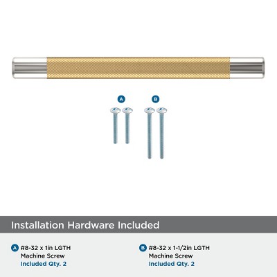 Polished Nickel and Champagne Bronze 6-5/16 inch Bar Pull