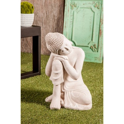 20" Gray Magnesium Oxide Meditating Buddha Garden Sculpture