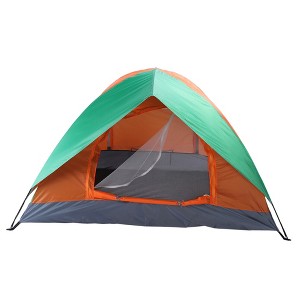 Naysaye Camping Tents 2 Person Portable Dome Tent with Glass Fiber Poles and Rainfly for Hiking and Camping, Orange and Green - 1 of 4