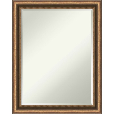 Amanti Art Manhattan Bronze Narrow Petite Bevel Wood Bathroom Wall Mirror 28 x 22 in.