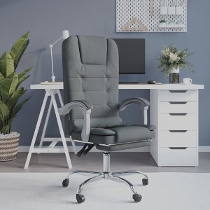 vidaXL Massage Reclining Office Chair Dark Gray Fabric - 1 of 4