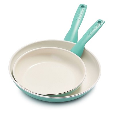 GreenPan Rio 8" and 10" Ceramic Non-Stick Cookware Set Turquoise