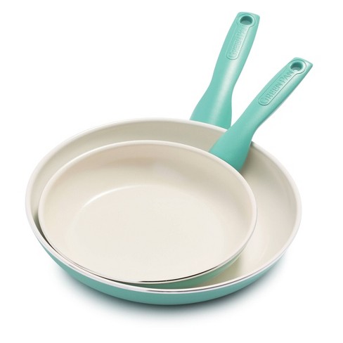 GreenPan Rio 8-Inch & 10-Inch Ceramic Nonstick Frypan Set - Turquoise