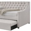 Full DayBed Lianna Bed Fog Fabric - Acme Furniture: Twin Trundle, Upholstered, Wood Composite - 2 of 4