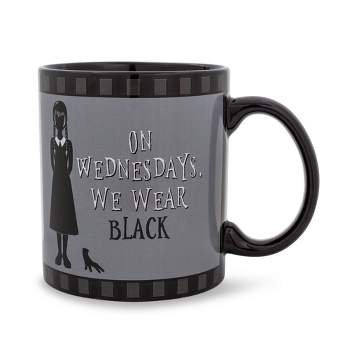 Silver Buffalo Addams Family Wednesday "On Wednesdays, We Wear Black" 20-Ounce Ceramic Mug