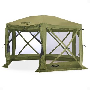 CLAM Quick-Set Pavilion Portable Pop-Up Outdoor Camping Gazebo Screen Tent Sided Canopy Shelter with Ground Stakes & Carry Bag - 1 of 4