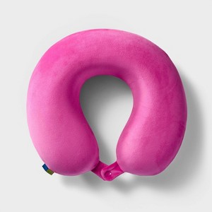 Memory Foam Travel Neck Pillow Magenta - Open Story™️ - 1 of 3