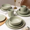 FONTOI 12-Piece Stoneware Dinner Sets with Mugs, Stackable Bowls Sets for 3, Dinner Plates Sets for Home, Kitchen, Green, 10"*0.7"*10" - 4 of 4
