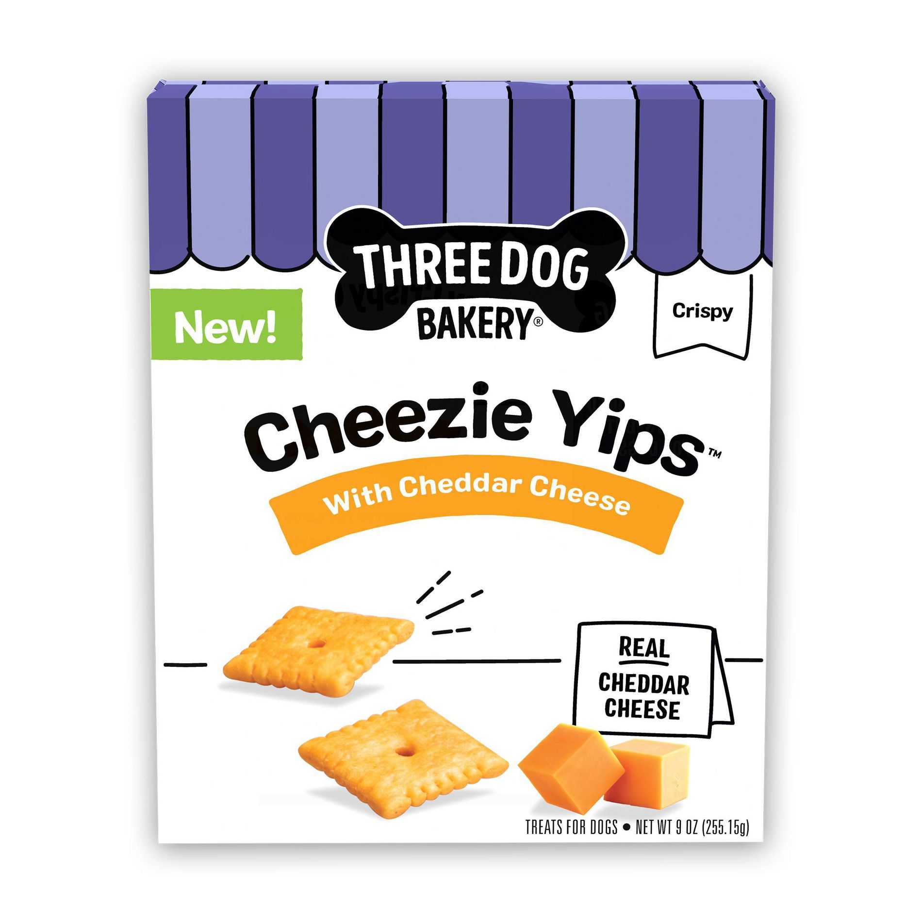 Three Dog Bakery Cheezie Yips with Cheddar Cheese Dog Treats - 9oz