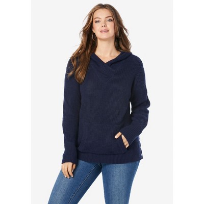 Roaman's Women's Plus Size Thermal Hoodie Sweater
