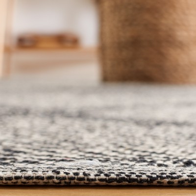 Handwoven Black Cotton Flatweave Runner Rug 27" x 13"