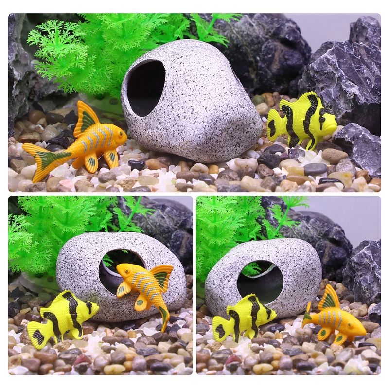 Unique Bargains Ceramic Aquarium Hideaway Rock Cave Fish Tank Decoration Gray 3.39''x2.68''x2.32'', 5 of 7