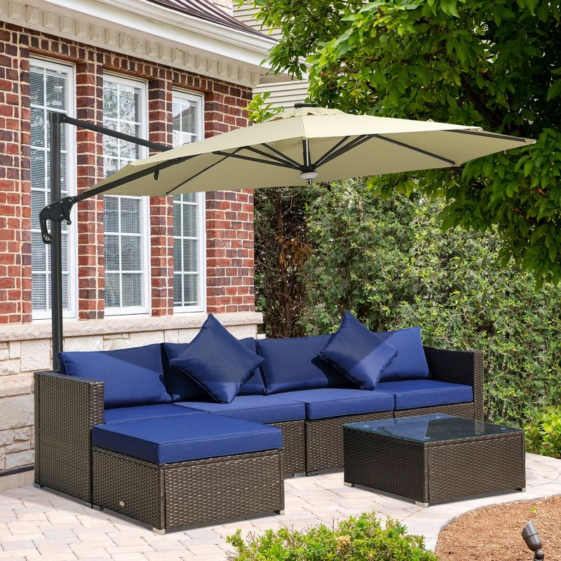 Outsunny 6 Pieces Outdoor PE Rattan Sofa Set, Sectional Conversation Wicker Patio Couch Furniture Set with Cushions and Coffee Table, 3 of 7