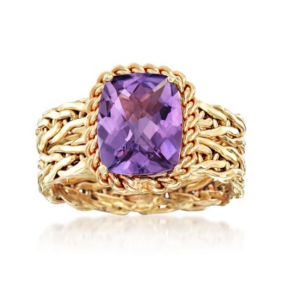 Ross-Simons 3.00 Carat Amethyst Woven Ring in 14kt Yellow Gold