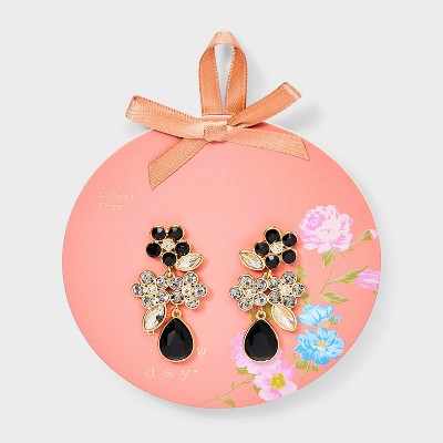 Floral Crystal Drop Earrings - A New Day™