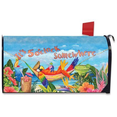 Briarwood Lane Mailbox Cover  - Standard Size - 5 O'clock Parrot Summer Magnetic For Summer Mailbox Cover