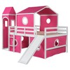 Zeus & Ruta Full Size Loft Bed with Slide Pink Tent and Tower - 2 of 4