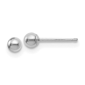 Black Bow Jewelry 3mm (1/8 Inch) 14k White Gold Polished Ball Friction Back Studs - 1 of 4