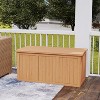 Gulches 67 Gallon Outdoor Wooden Deck Box, Solid Wood Storage Box with Seat & Table Top for Patio Cushions Pool Toys Garden Tools - 2 of 4
