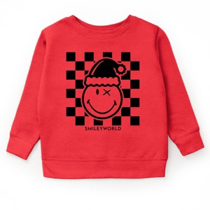 SmileyWorld Checkered Christmas Wink - Youth Graphic Sweatshirt - 1 of 4
