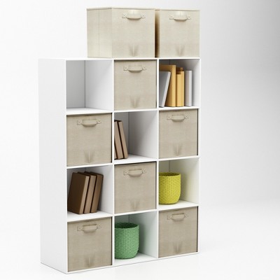 Beige Fabric Collapsible Storage Cubes Set of 8