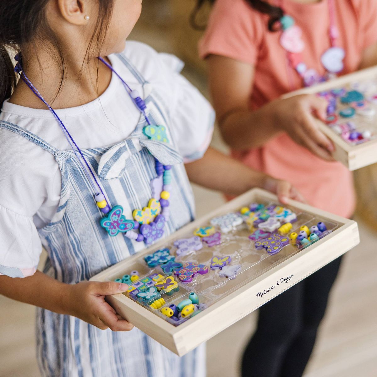Melissa & Doug Sweet Hearts and Butterfly Friends Bead Set of 2 - 250+ Wooden Beads - thumbnail 2