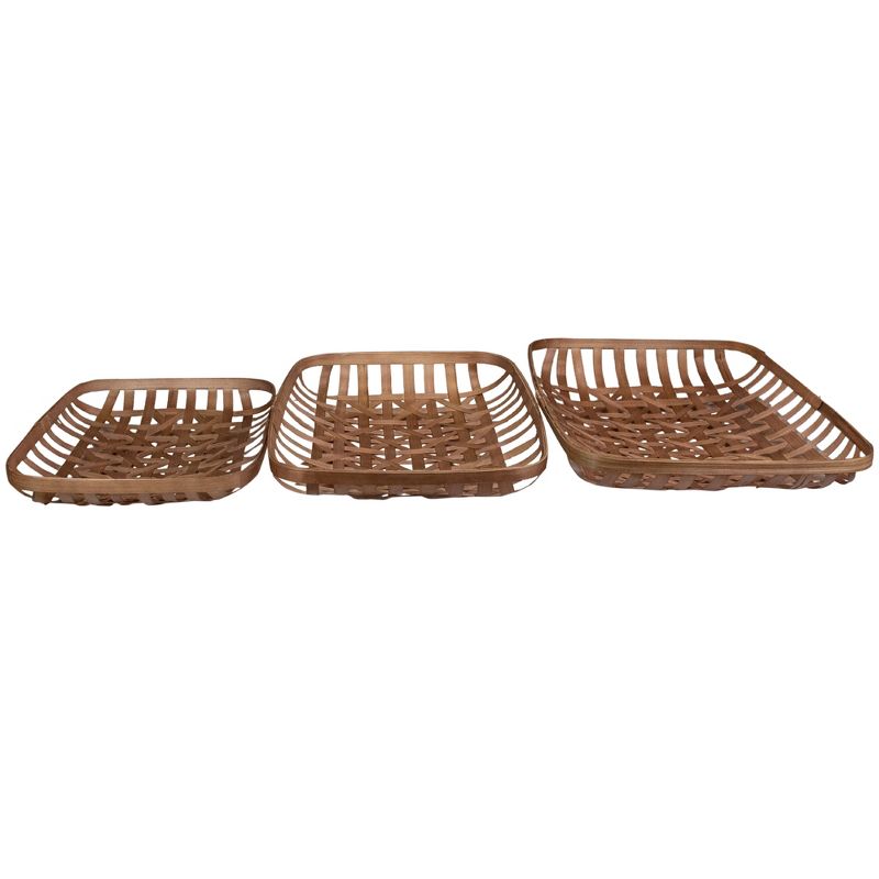 Northlight Set of 3 Brown Rectangular Lattice Tobacco Table Top Baskets, 3 of 6