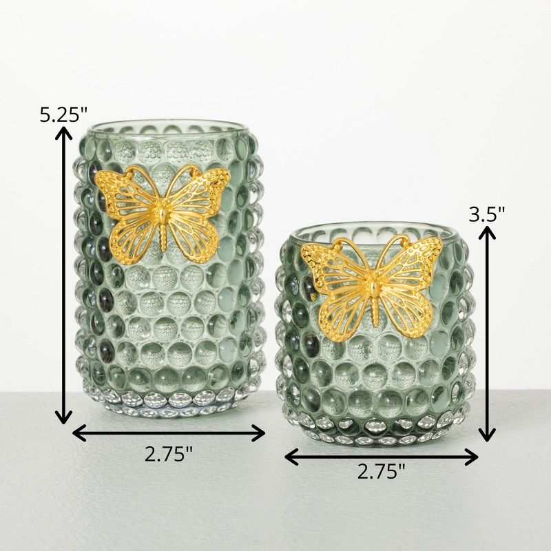 3.5" Glass Butterfly Votive Holders - Set of 2, Multicolor, 5 of 6