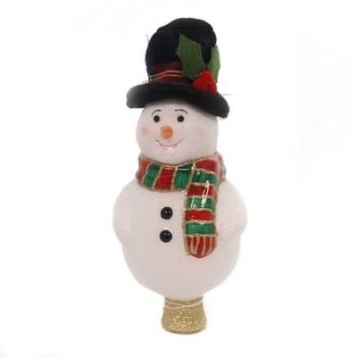 Tree Topper Finial 7.75" Snowman Tree Topper Finial Glittered  -  Tree Toppers