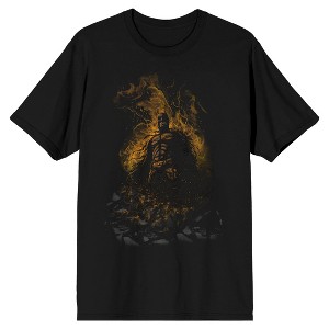 Men's Dark Knight Trilogy Batman In Flames Black Short Sleeve Graphic Tee - 1 of 1